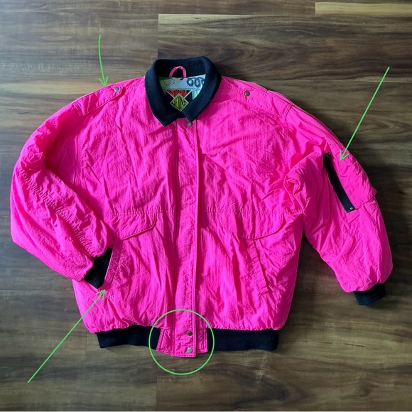 Vintage 80s Neons Mania Pink Nylon Bomber Jacket-M | Ski Jacket |Made in Korea - Picture 7 of 8